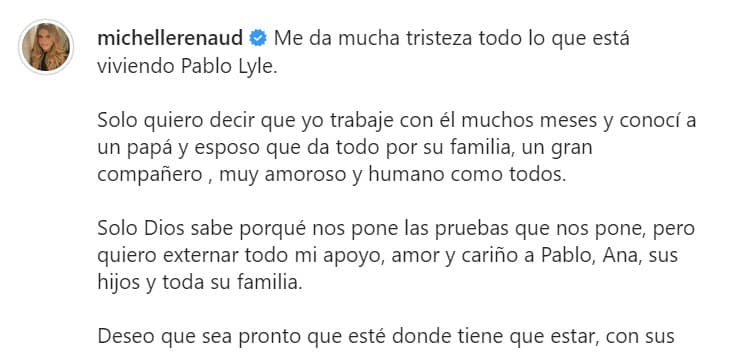 "Solo quiero decir que yo trabajé con él muchos meses y conocí a un papá y esposo que da todo por su familia,
<b>un gran compañero, muy amoroso</b> y humano como todos. Solo Dios sabe porqué nos pone las pruebas que nos pone, pero quiero externar todo mi apoyo, amor y cariño a Pablo, Ana, sus hijos y toda su familia", externó la actriz de
<b><a href="https://vix.com/es/detail/series-2086?utm_medium=internal_referral&utm_source=univision&utm_campaign=breaking_news&utm_content=ed_entertainment&utm_term=slideshow" target="_blank">La Reina Soy Yo, que también puedes ver aquí en ViX+. </a></b>
<br>