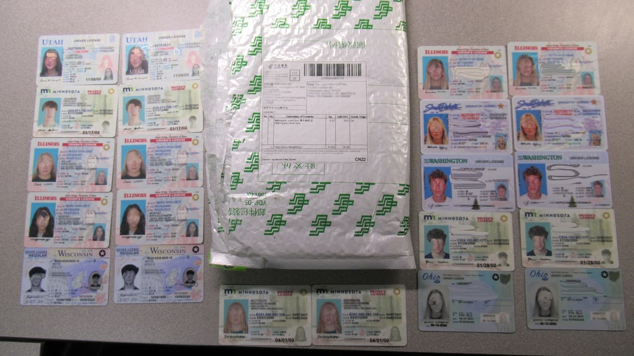 Agentes aduanales decomisaron licencias falsas presuntamente emitidas en diversos estados, entre ellos Illinois. La mayoría de los envíos venían de China.