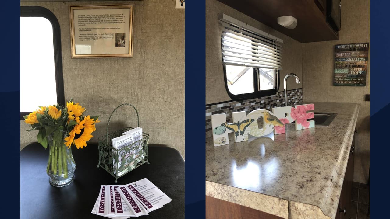 La idea es que la persona que esté pasando por un mal momento pueda llegar hasta esta estación móvil y pueda beber agua, sentarse y descansar.