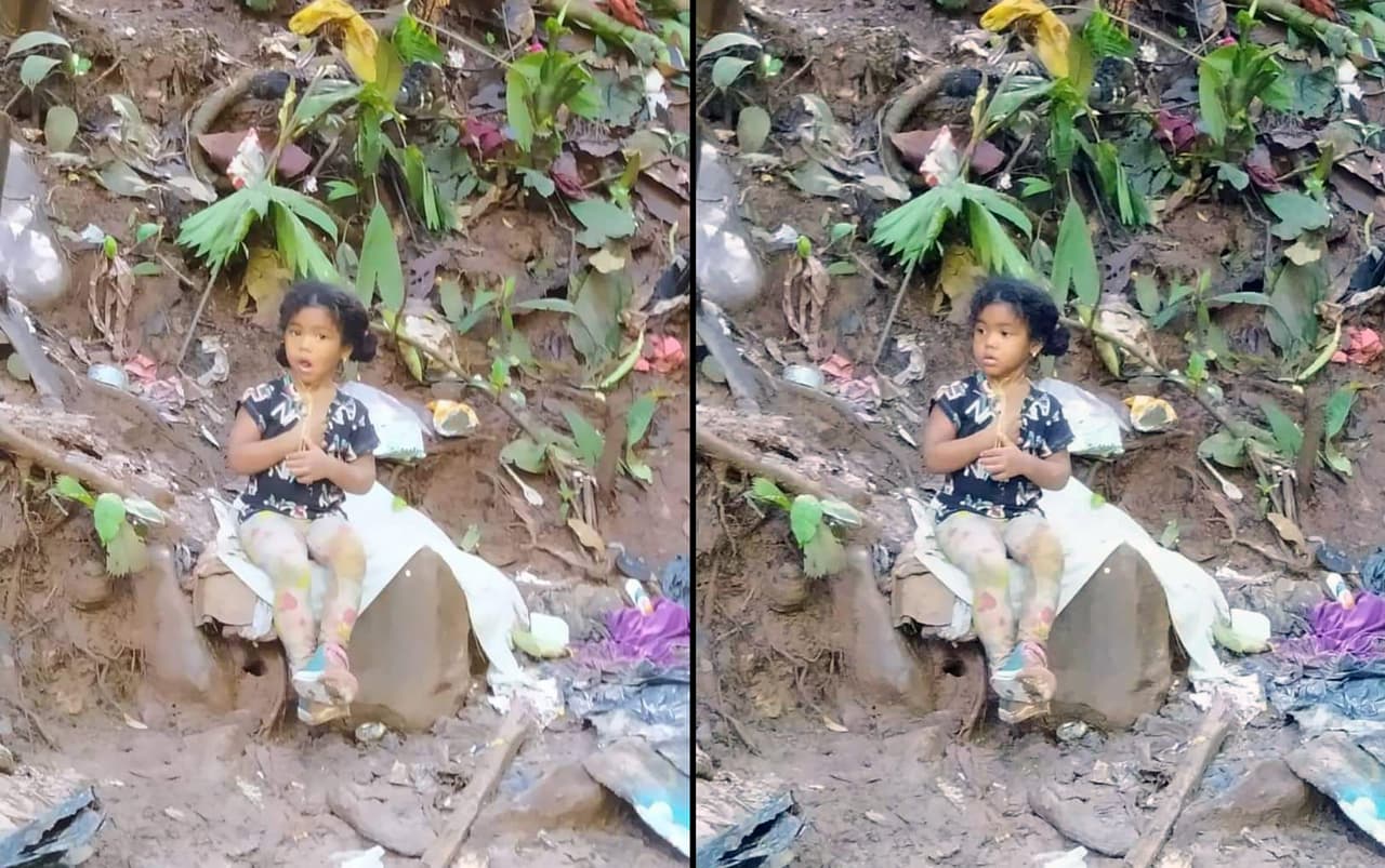 El cuerpo de su esposa apareció y fue cremado en Panamá pero el de su hija sigue desaparecido. En la imagen se logra ver a su hija dentro de la selva aún con vida.