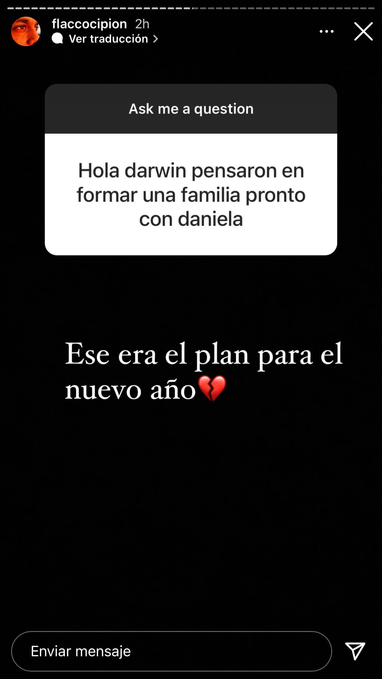 También contó que entre los planes que tenían para el próximo año estaban el formar una familia. 
<br>