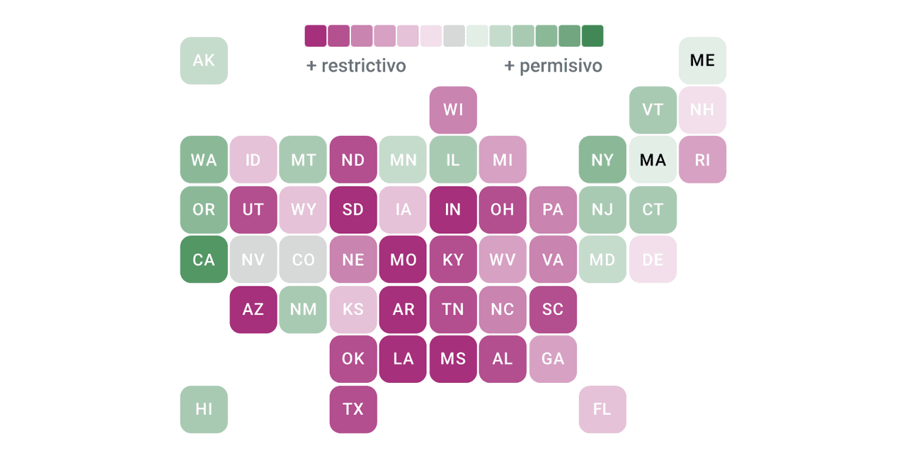 El mapa del aborto en EEUU: estos son los estados que más restringen o protegen el derecho a interrumpir un embarazo