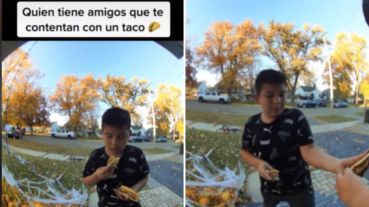Niño se reconcilia con su amigo con un taco y enamora a Internet: comió poquito mientras esperaba