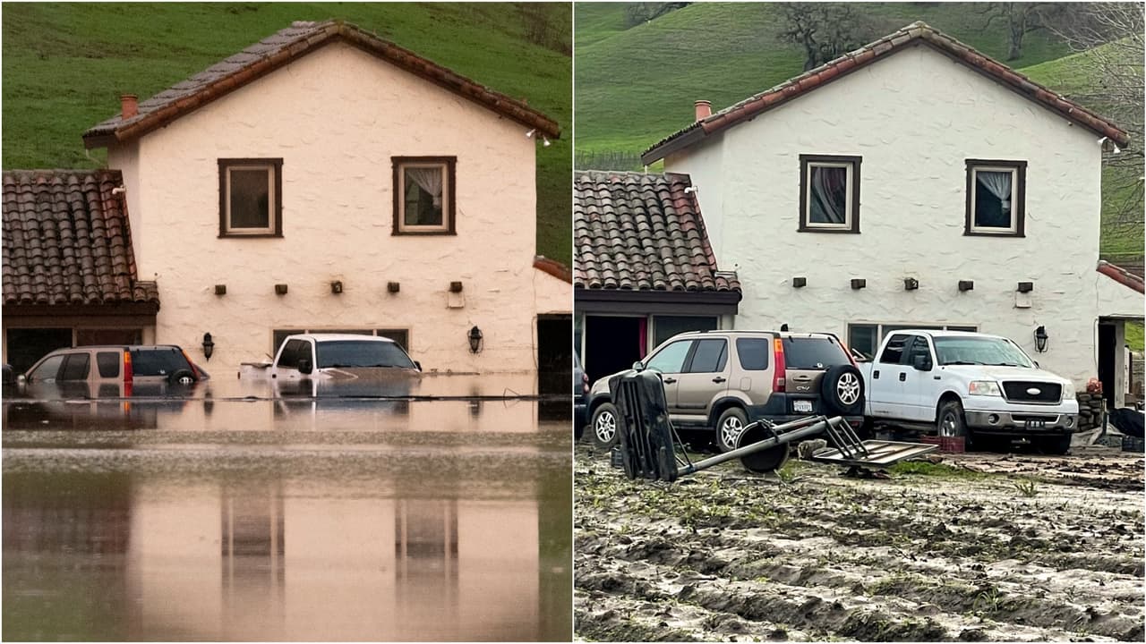 Fotos interactivas muestran el antes y después de las inundaciones en California