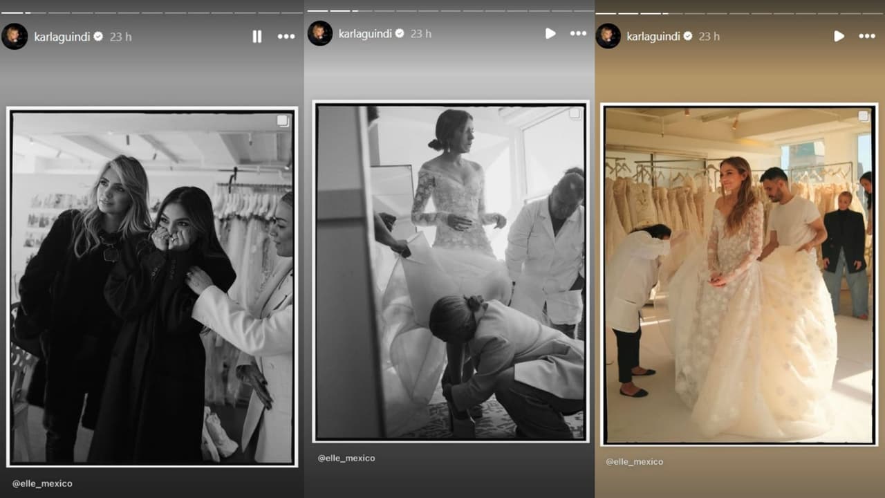 Sofía Castro cuando se probó su vestido de novia.