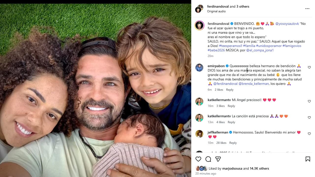Ferdinando Valecia y Brenda Kellerman anuncian el nacimiento de su bebé arcoíris Saulo.