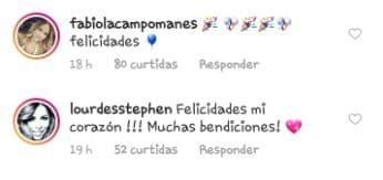 La actriz Fabiola Campomanes, así como la presentadora Lourdes Stephen publicaron también su felicitación.