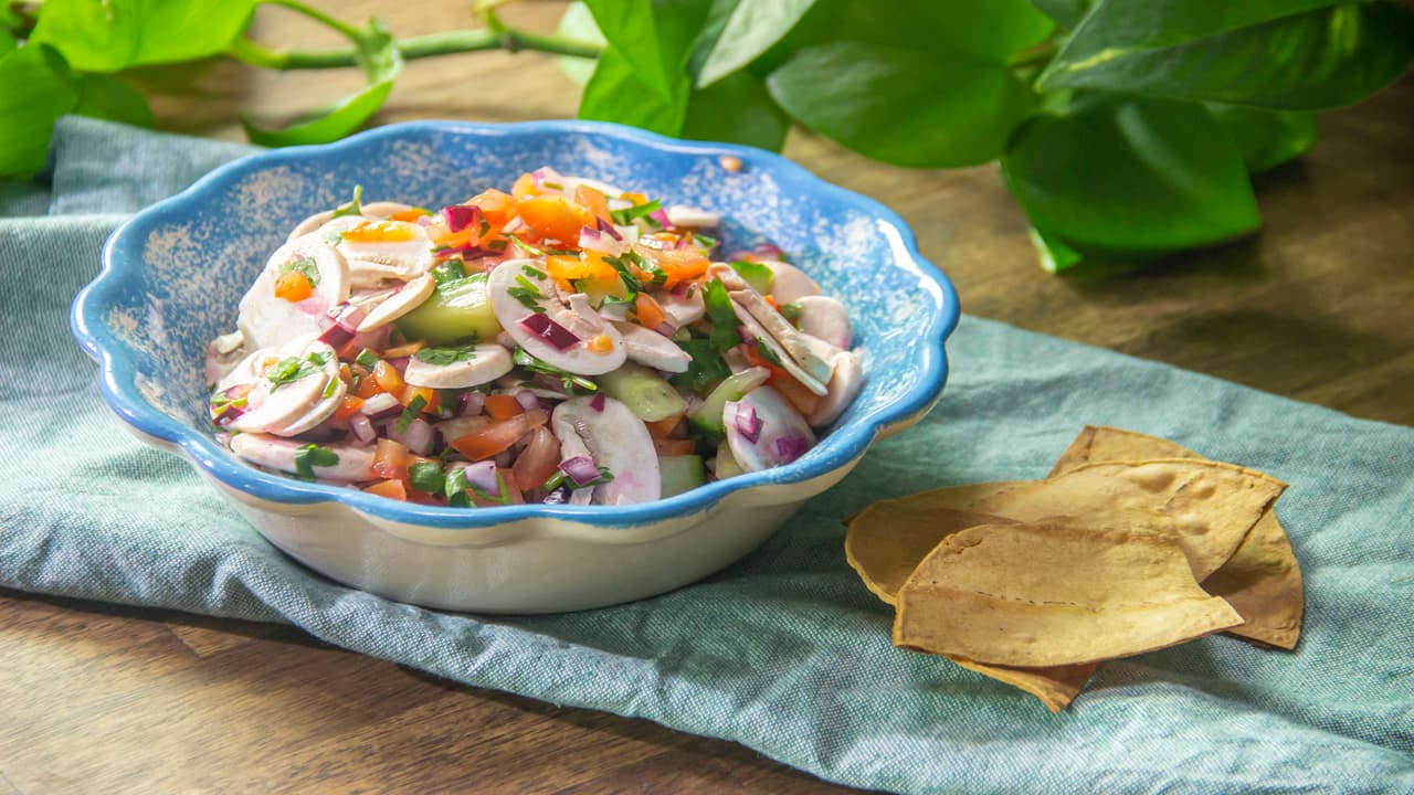 Ceviche de champiñones