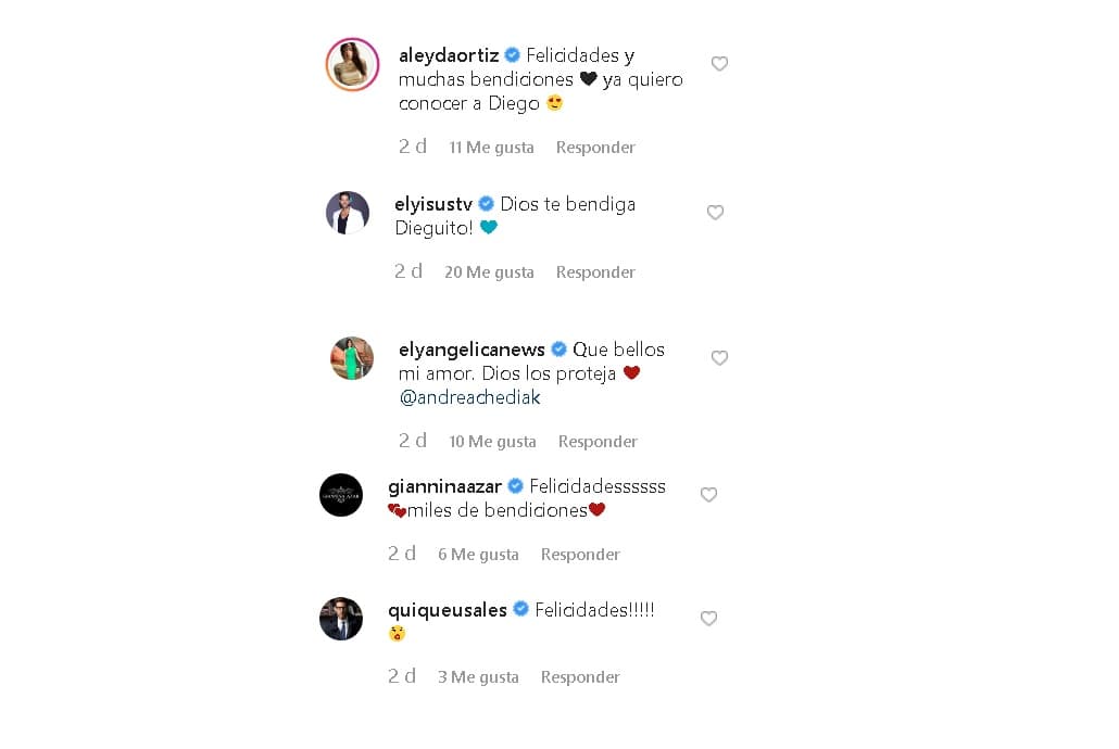 Otros de sus amigos de la televisión admiraron la primera fotografía donde aparece madre e hijo.