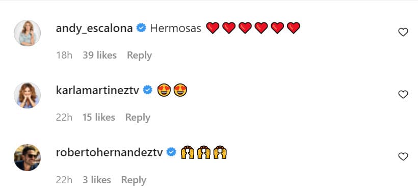 Otros quienes les mandaron saludos fueron algunos miembros de la familia 
<b>Univision</b>, como Andrea Escalona, Karla Martínez y Roberto Hernández. 
<br>