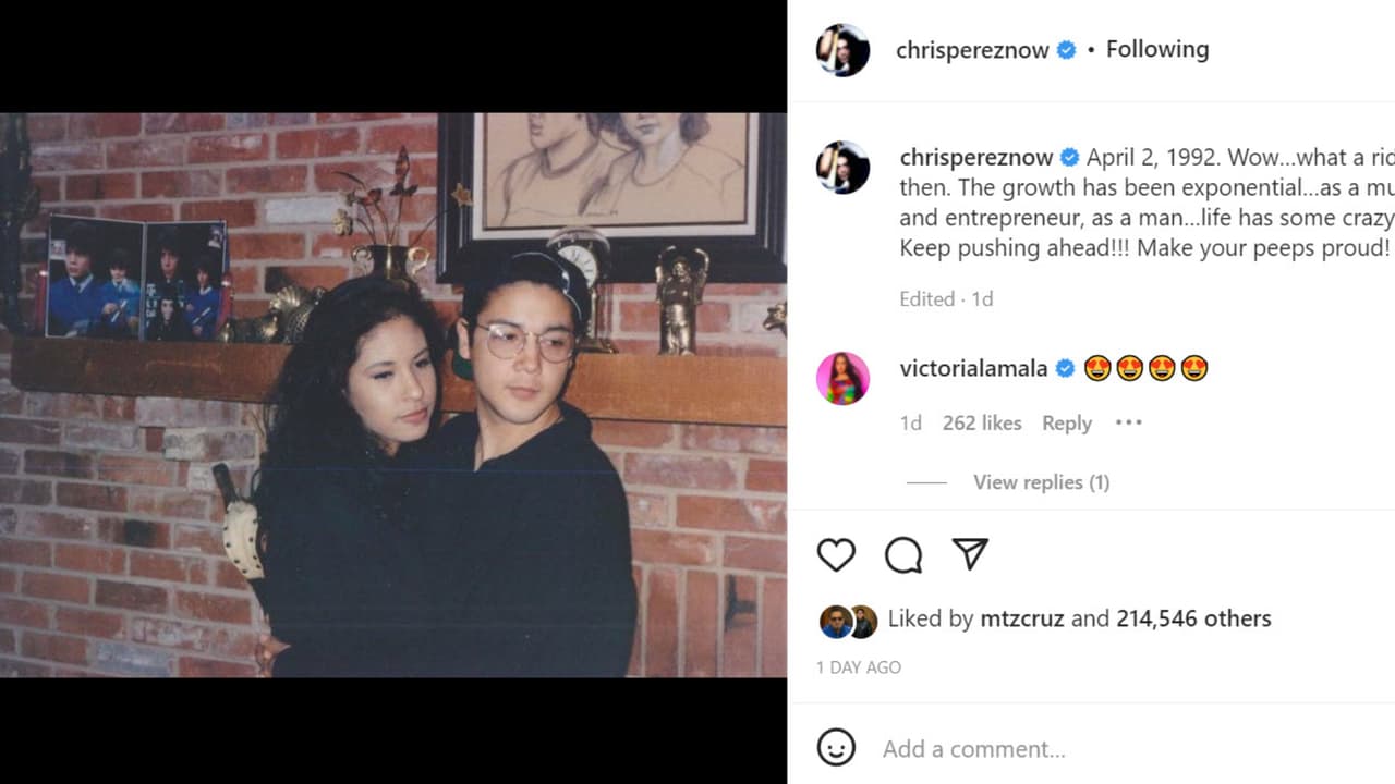 Esta es la foto de Selena y Chris Pérez nunca antes vista que el músico dio a conocer este fin de semana.