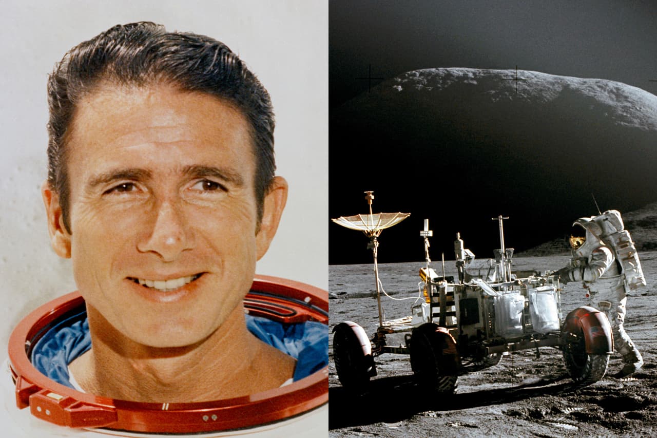 <b>James Irwin. </b>Fue coronel de la Fuerza Aérea y piloteó el módulo lunar del 
<a href="https://www.nasa.gov/mission_pages/apollo/missions/apollo15.html"><u>Apolo 15</u></a> en agosto de 1971. Junto a su compañero David Scott exploró durante 18 horas y 35 minutos las regiones de Hadley Rille y Apennine Mountain en el primer auto lunar (a la derecha en la foto). Sus actividades fueron las primeras televisadas en color utilizando una cámara que se operaba desde Houston. Renunció a la NASA y la Fuerza Aérea en 1972 y formó una organización religiosa. Nació en Pittsburgh, Pennsylvania, en 1930 y falleció en 1991. 
<br>