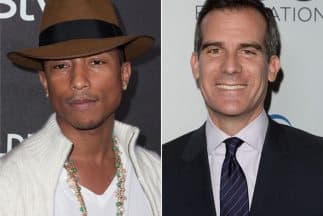 Pharrell William y Eric Garcetti unidos por las aceras de Los Ángeles.
