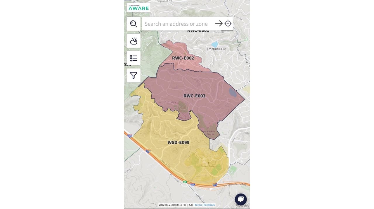 Las personas que viven en la zona roja de este mapa, deben evacuar de inmediato. Quienes viven en la zona amarilla se les recomienda evacuar por precaución.