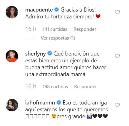 Marichelo Puente, hermana de Anahí, escribió: "¡Gracias a Dios! Admiro tu fortaleza siempre".