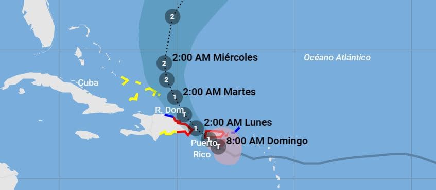 En vivo: Apagón general y hasta 30 pulgadas de agua por el huracán Fiona en Puerto Rico. Sigue aquí su trayectoria
