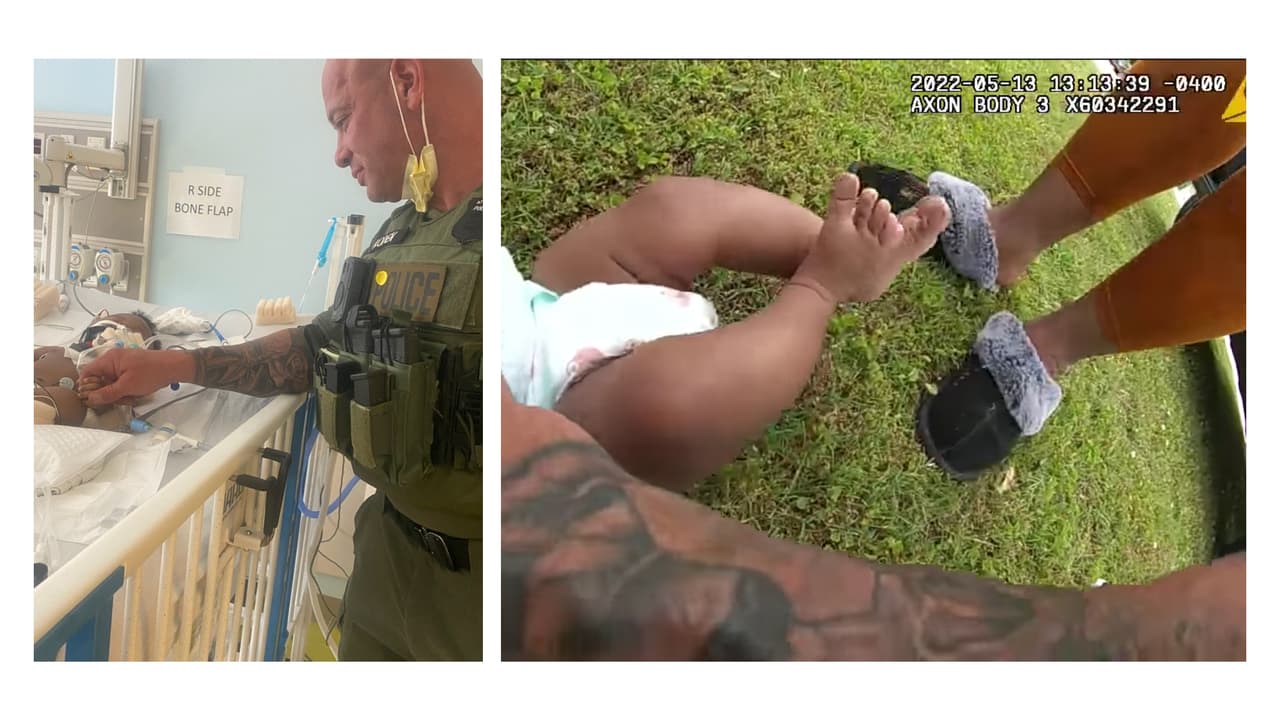 Policía se reencuentra con el bebé de 4 meses al que le salvó la vida