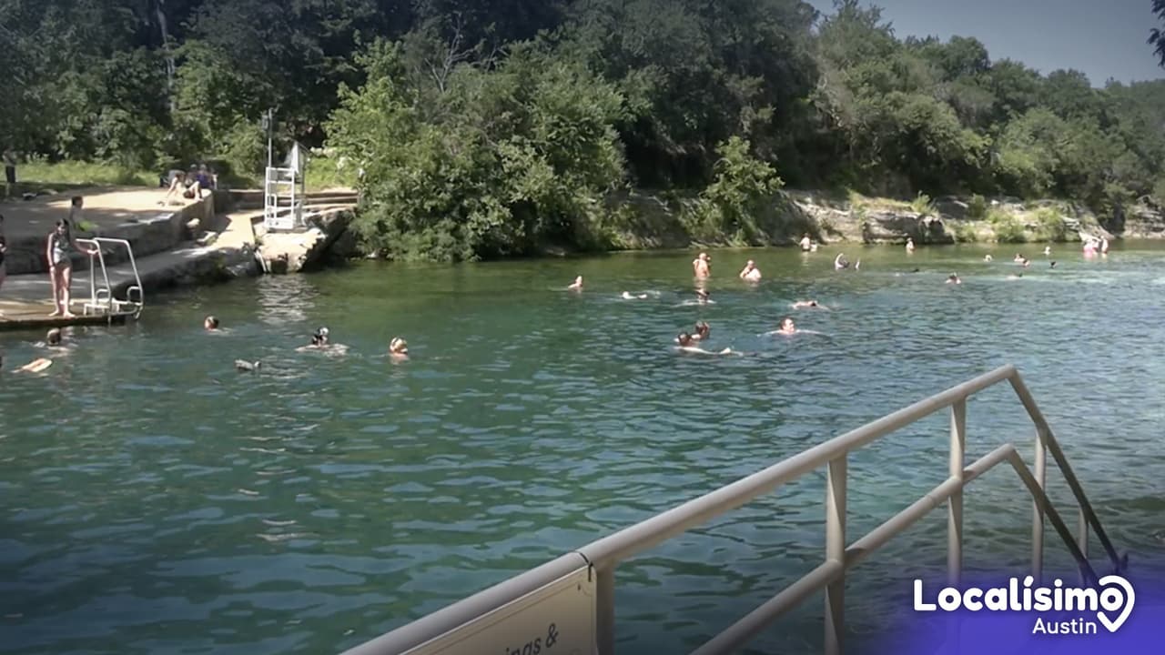 La piscina de tres acres de tamaño se alimenta de manantiales subterráneos con una temperatura promedio de 68 a 70 grados, 
<b><a href="https://www.univision.com/local/austin-kakw/popular-alberca-barton-springs-austin-temperatura-perfecta-calor-fotos">ideal para nadar</a></b> durante todo el año.