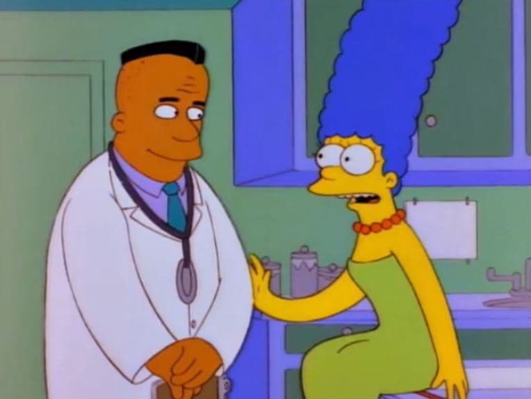 Se trata de una escena del capítulo 13 de la sexta temporada -estrenado en 1995- donde relatan cómo fue que Homero se enteró de que Marge estaba embarazada de la pequeña Maggie.
<br>