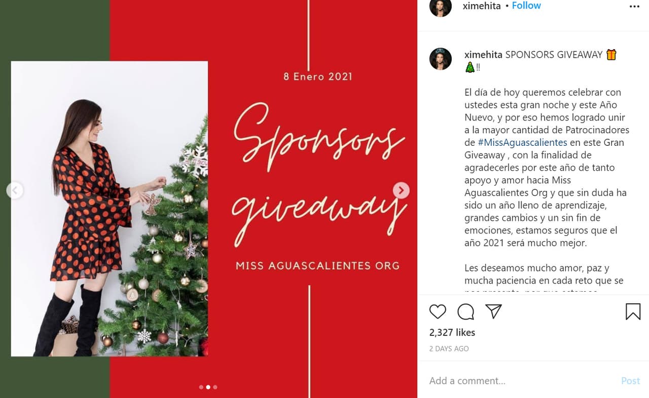 Aun el 1 de enero, horas antes de que se diera a conocer su muerte, en la cuenta oficial de Ximena Hita se publicó un mensaje en el que invitó a sus seguidores a participar en un concurso y les expresó sus mejores deseos para el inicio de año. 
<br>