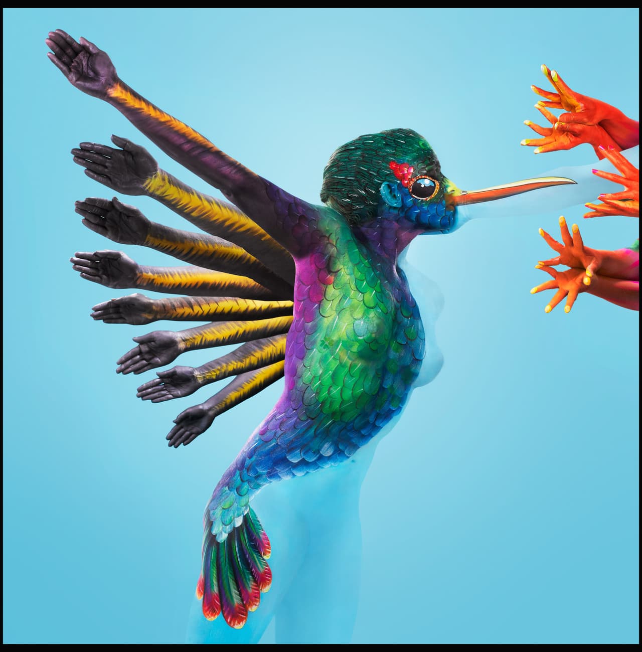 Las aves inspiraron a esta mujer para realizar increíbles ‘body paints’.