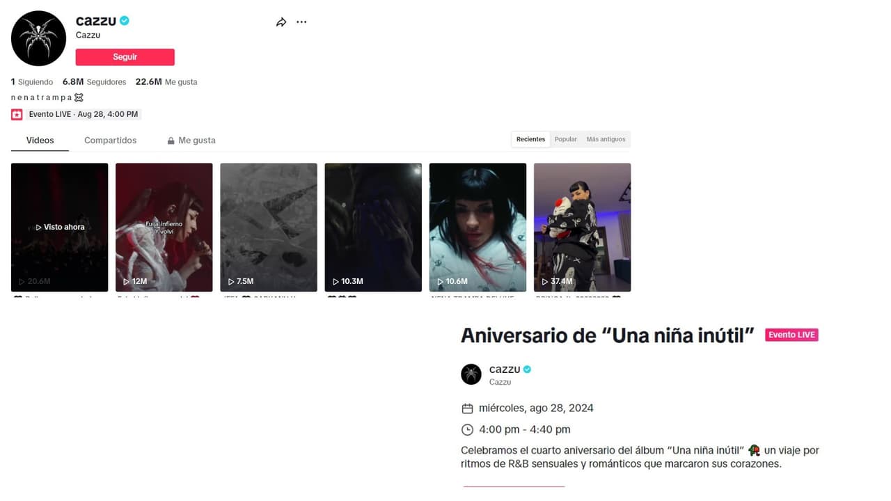 Cazzu tendrá un 'live' este 28 de agosto.