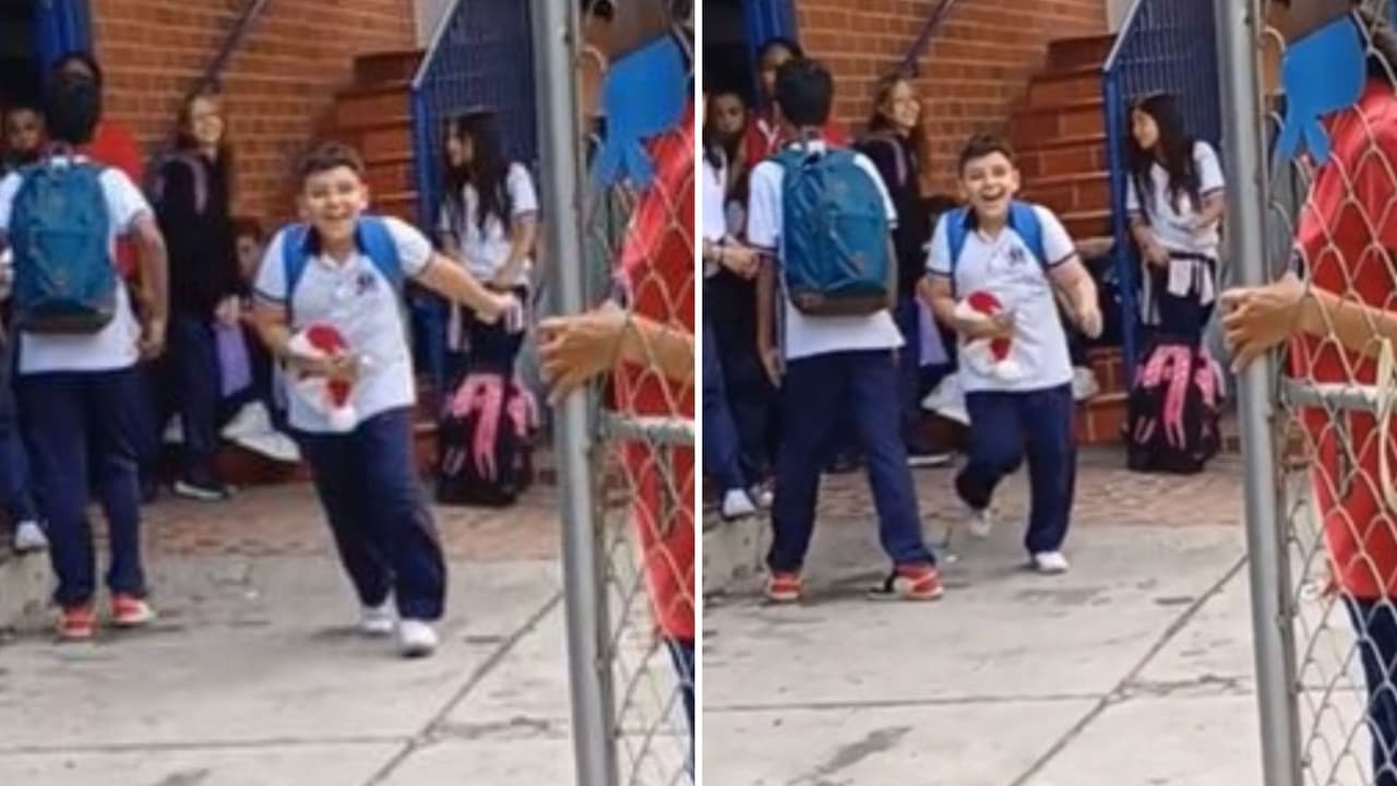 Mamá recoge por primera vez a su hijo en la escuela y la reacción del niño se hace viral.