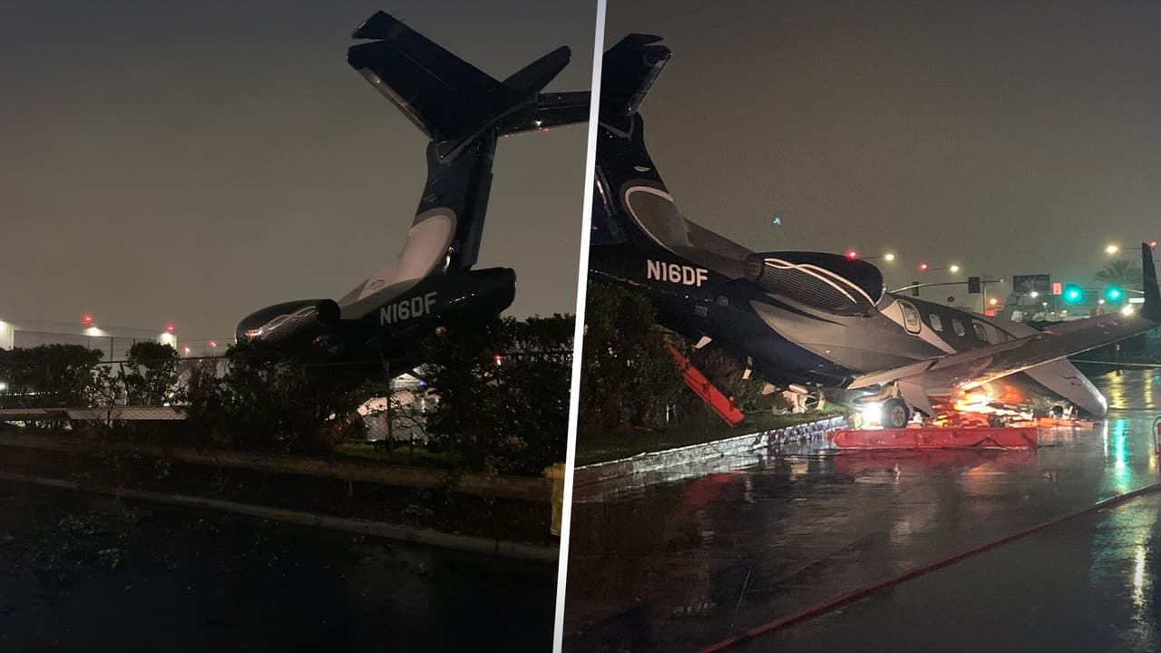 Avión privado se estrella tras desviarse del Aeropuerto Municipal de Hawthorne; no hubo heridos