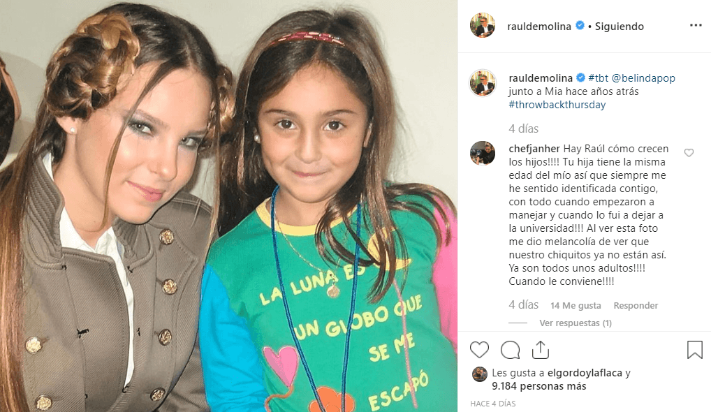 Y en una reciente fotografía que compartió El Gordo, se observa que Mia ya seguía los pasos de Belinda cuando era una niña.