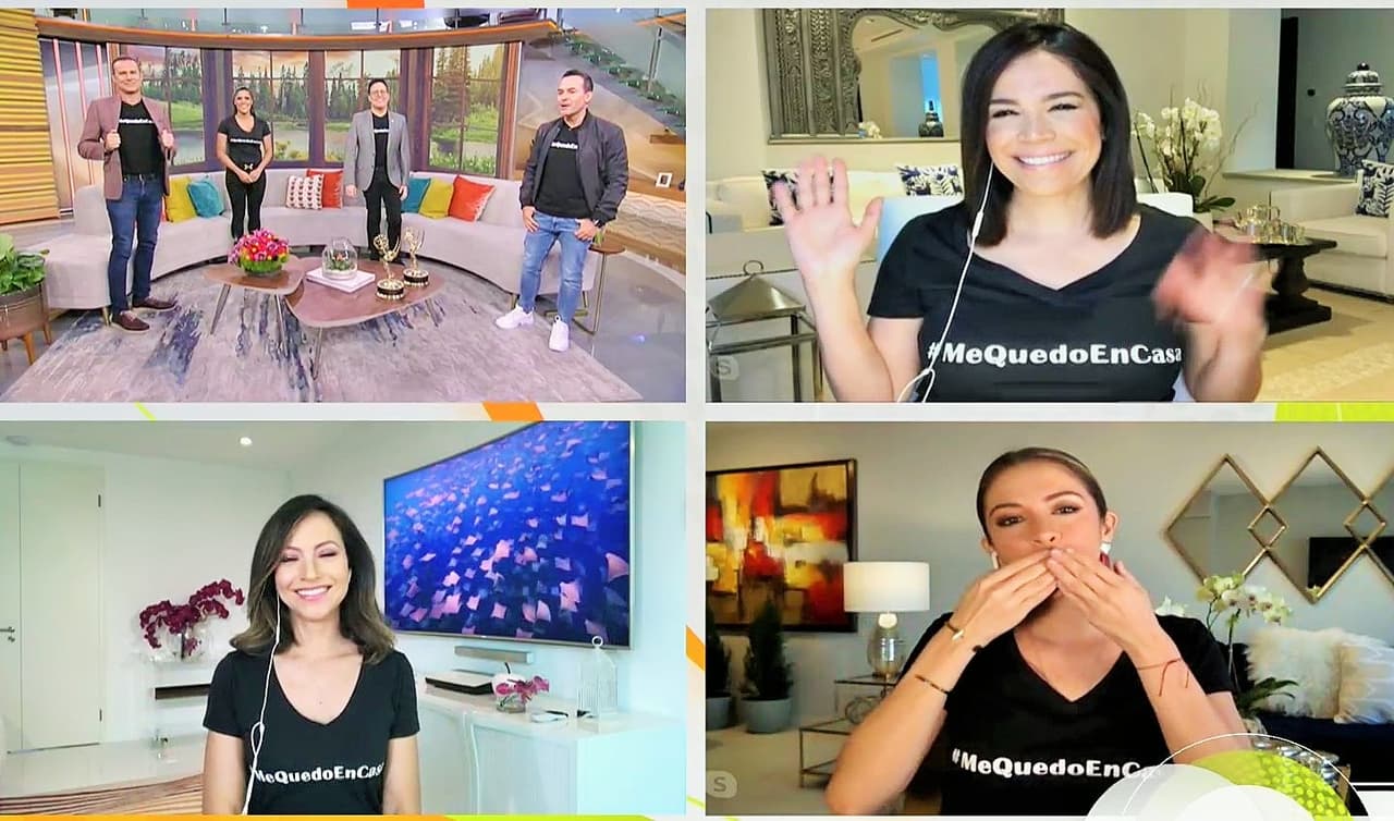 Satcha, Maity y Karla saludaron al público y a sus compañeros en el estudio desde los sets improvisados que armaron en sus residencias.