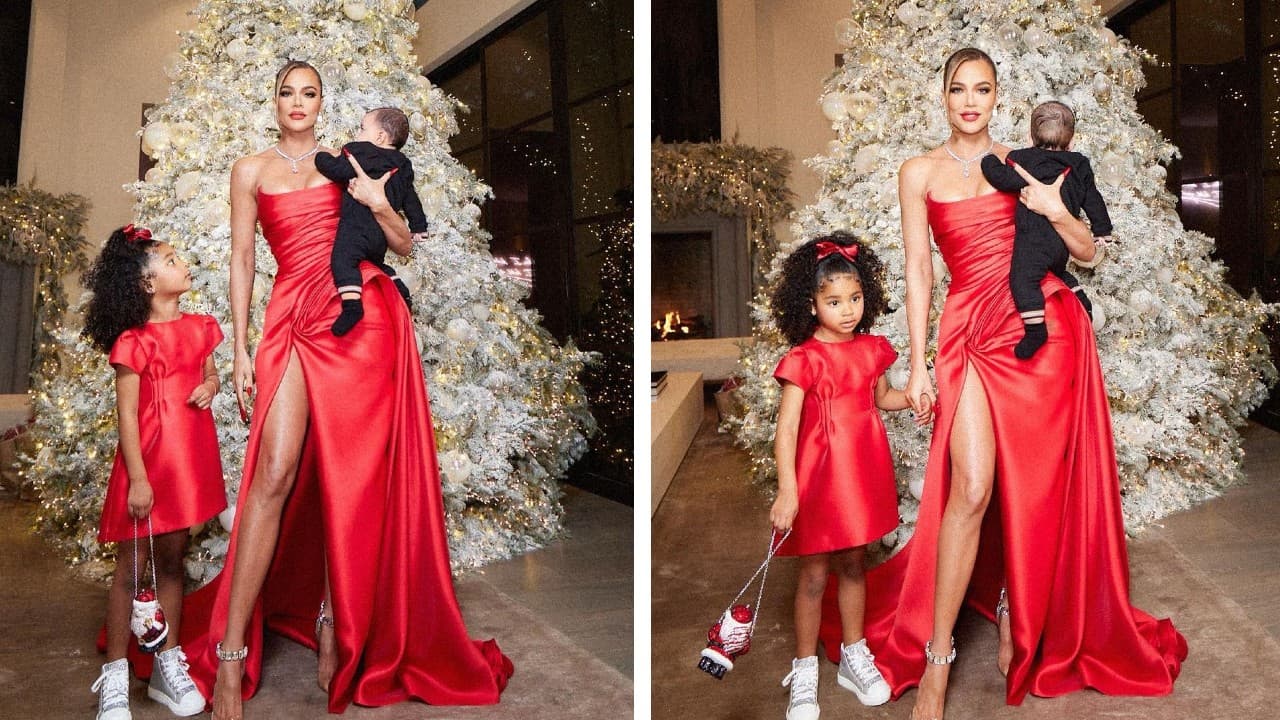 Khloé Kardashian publicó estas fotografías familiares para desear Feliz Navidad.