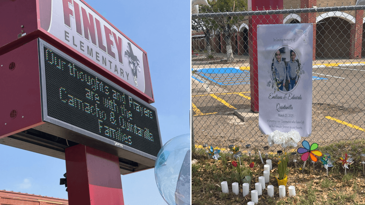 La escuela de los pequeños en la ciudad de Laredo tuvo una vigilia afuera de las instalaciones, donde colocaron velas y las fotografías de los niños. También pusieron un mensaje en un tablero electrónico dando las condolencias a la familia Camacho luego del accidente.