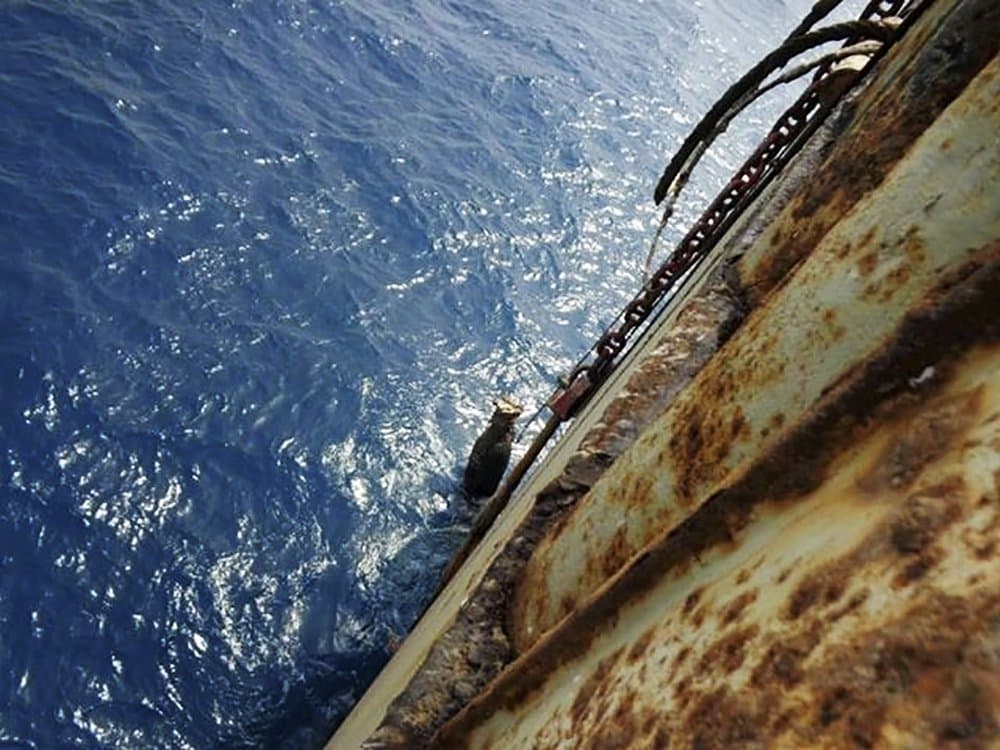 Esta imagen proporcionada por I.R. Consilium tomado en 2019, muestra un deterioro en el FSO Safer, atracado en el puerto de Ras Issa, Yemen.