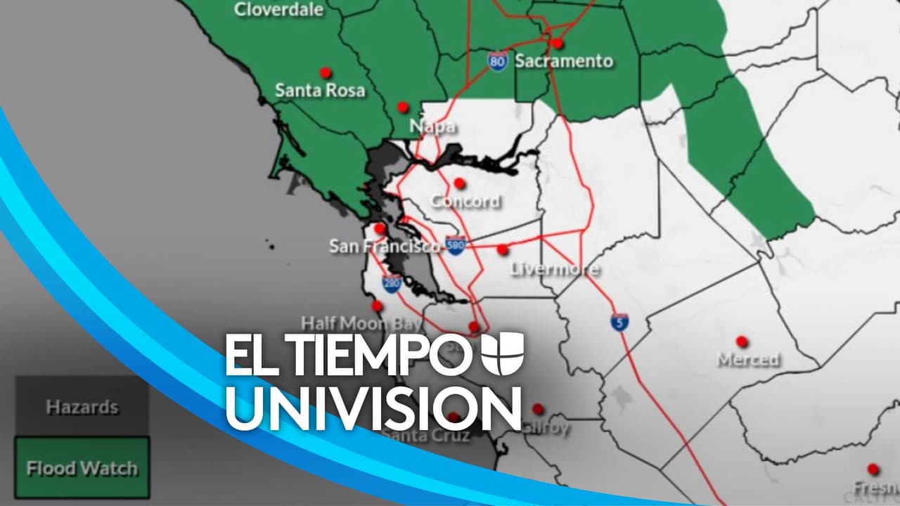 Aviso de inundación en condados del norte de la Bahía debido a las intensas lluvias