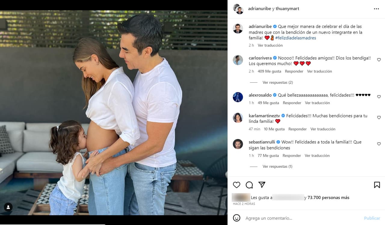 Adrián Uribe y su esposa Thuany Martins están esperando su segundo hijo.