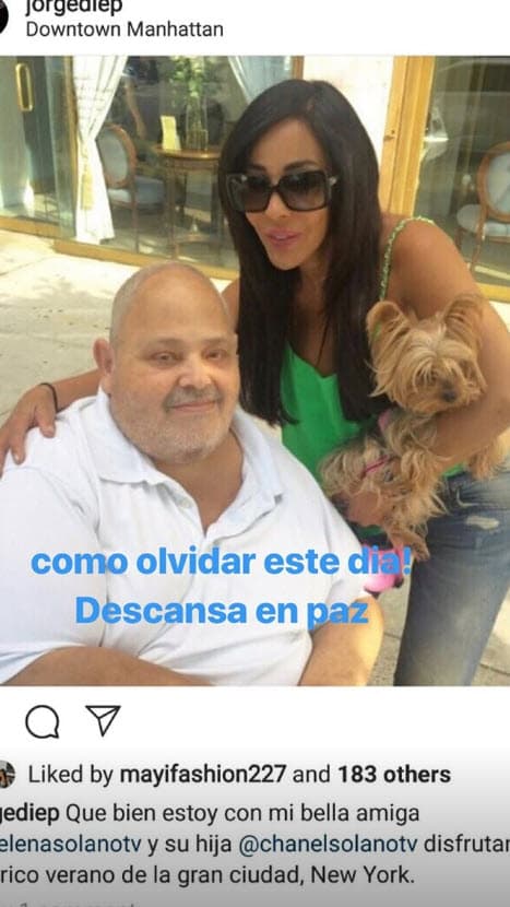 Recordó a su amigo con un par de fotografías de una de sus visitas a la 'gran manzana' en 2015: "Qué bien estoy con mi bella amiga @gelenasolanotv y su hija @chanelsolanotv disfrutando del rico verano de la gran ciudad, New York", escribió el diseñador en aquel entonces en Instagram.