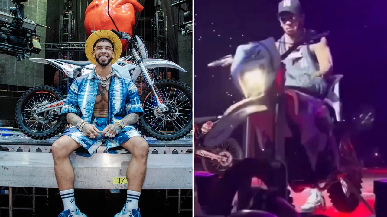 Anuel pierde el control de su moto en pleno show y cae entre el público: casi provoca una tragedia