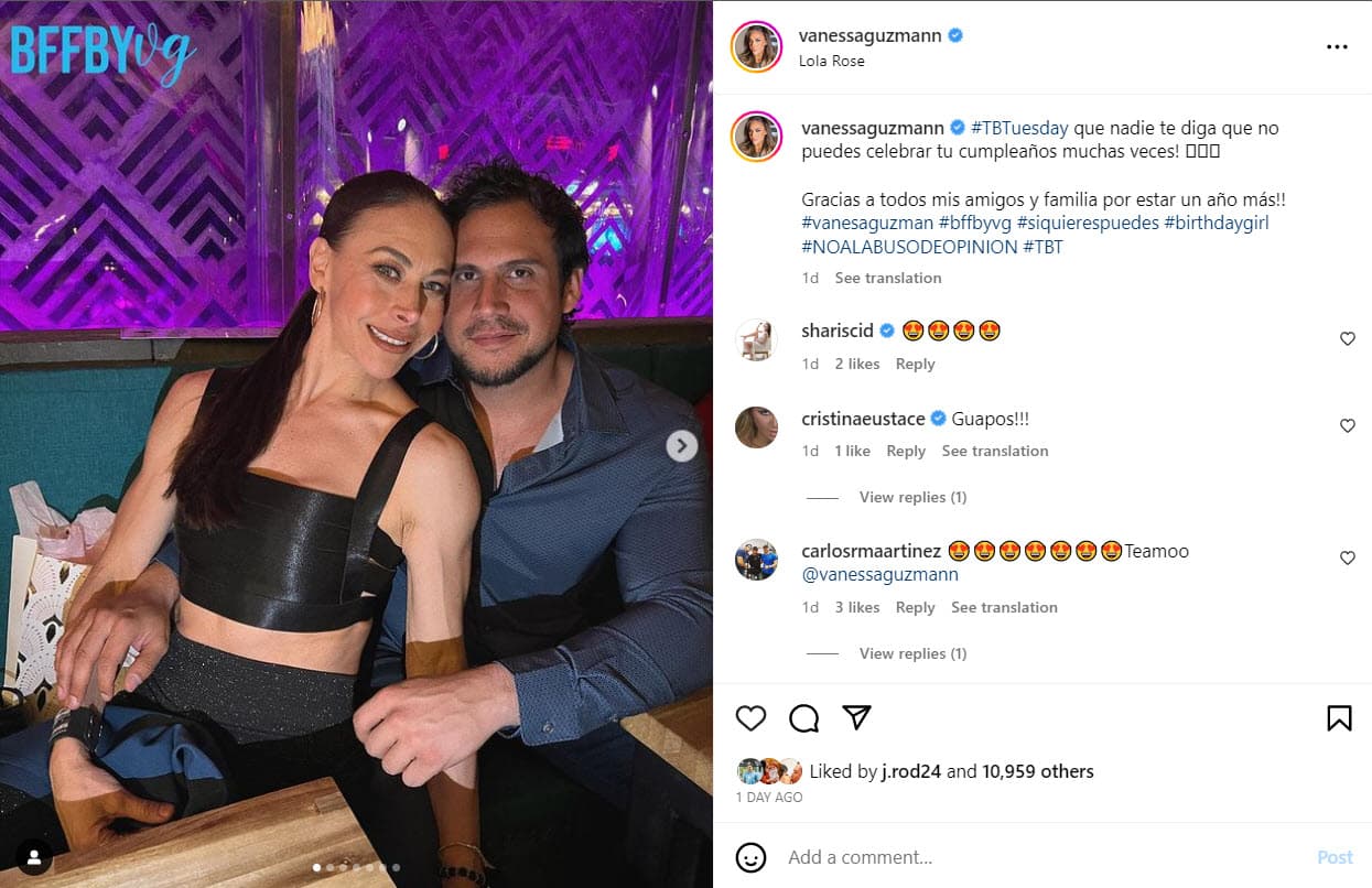 Vanessa Guzmán festejó en compañía de su novio.