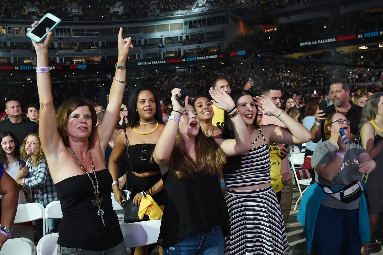 MIAMI, FL - OCTOBER 14: In this handout photo provided by One Voice: Somos Live!, A view of the crowd at the One Voice: Somos Live! A Concert For Disaster Relief at Marlins Park on October 14, 2017 in Miami, Florida. (Photo by Rick Diamond/One Voice: Somos Live!/Getty Images)