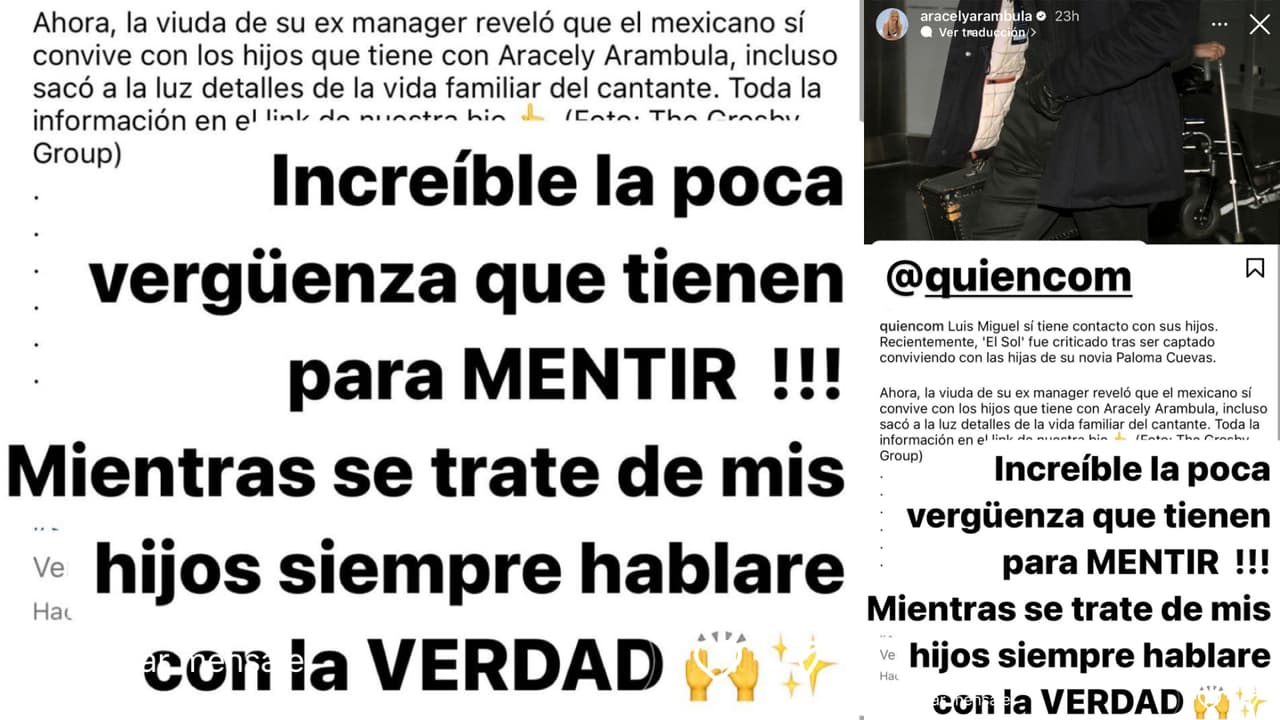 Esta fue la reacción de Aracely Arámbula ante la versión de que Luis Miguel supuestamente ve "de vez en cuando" a los hijos que tiene con ella.