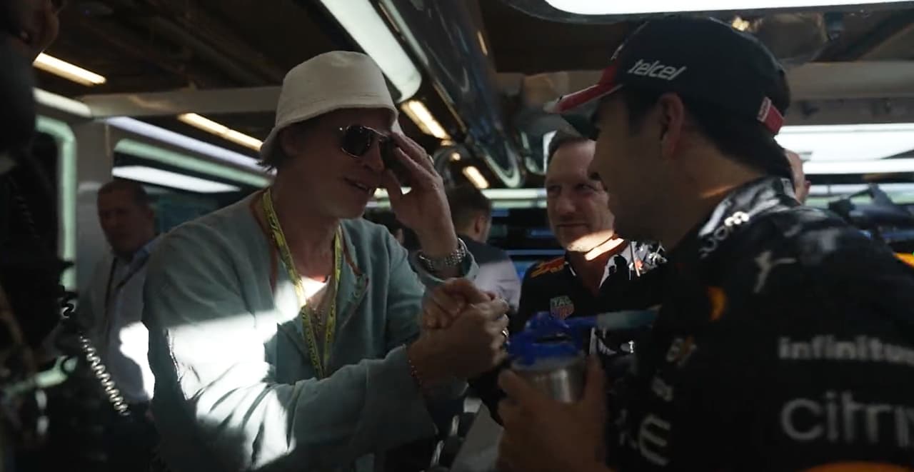 ‘Checo’ Pérez recibe la visita de Brad Pitt previo al GP de Austin