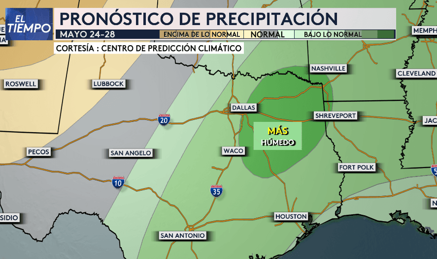 Este es el pronóstico de precipitación para la semana del 24 al 28 de mayo.