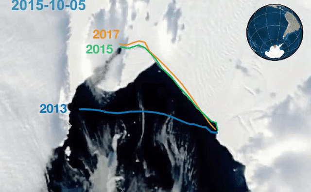 Las imágenes que muestran el colapso interno, fueron tomadas por el satélite Sentinel 1 de la Agencia Espacial Europea.