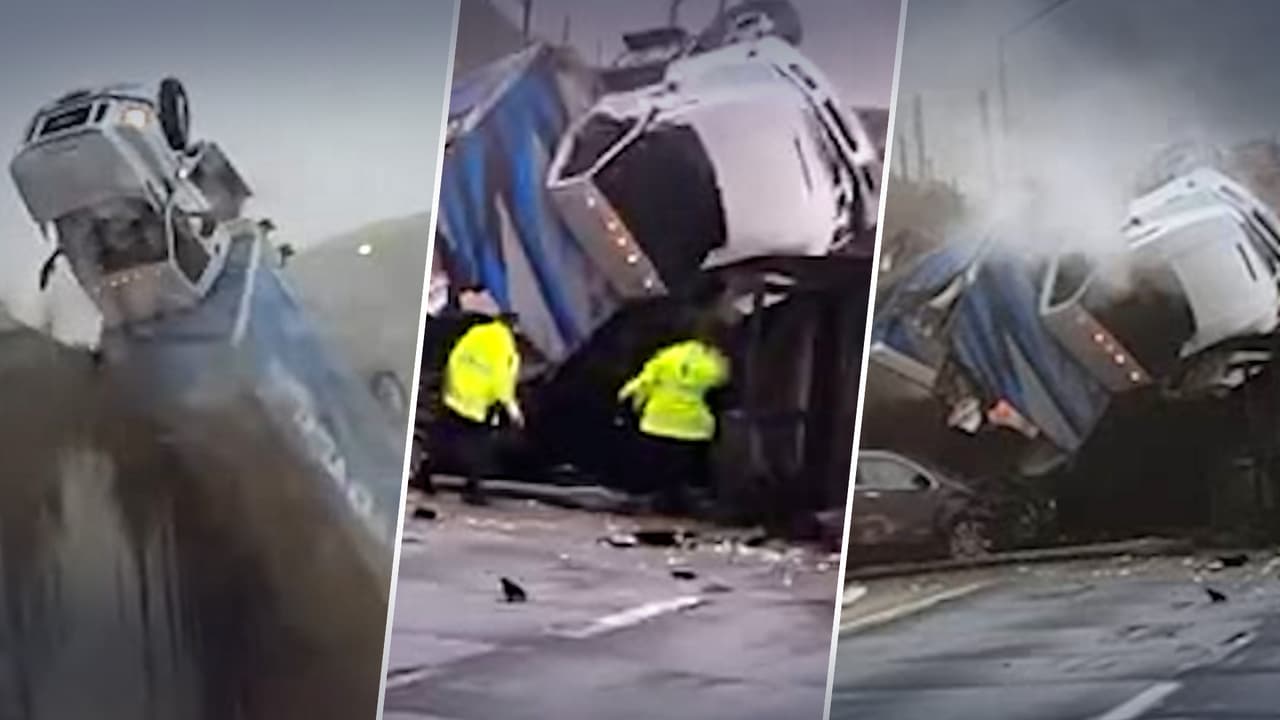 Camión cae desde un puente sobre otros autos que ya se habían accidentado