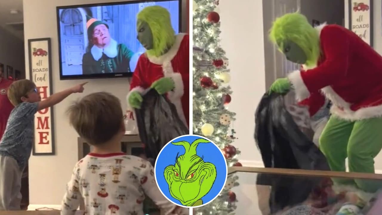 Grinch irrumpe una casa para “robarse la navidad”: niños lo confrontan con golpes y gritos