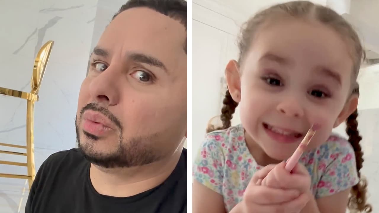 La Bebechi' maquilla a Larry Hernández y fans aplauden que sea un papá tan consentidor: así quedó