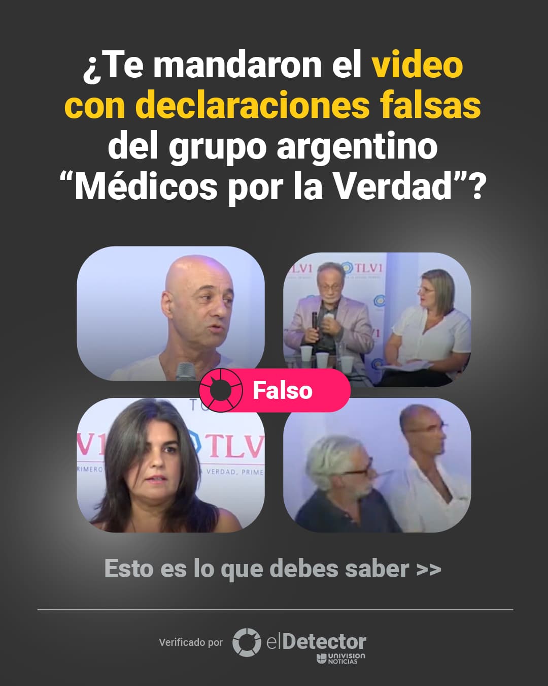 Reunidos en un evento que se transmitió por internet, también dijeron, entre otras cosas, que es "hipotético" que el nuevo coronavirus sea virulento y contagioso. 
<a href="https://www.univision.com/noticias/pandemia-coronavirus-muertes-vacunas" target="_blank">Aquí puedes ver todo lo que verificamos en <b>El Detector. </b></a>
