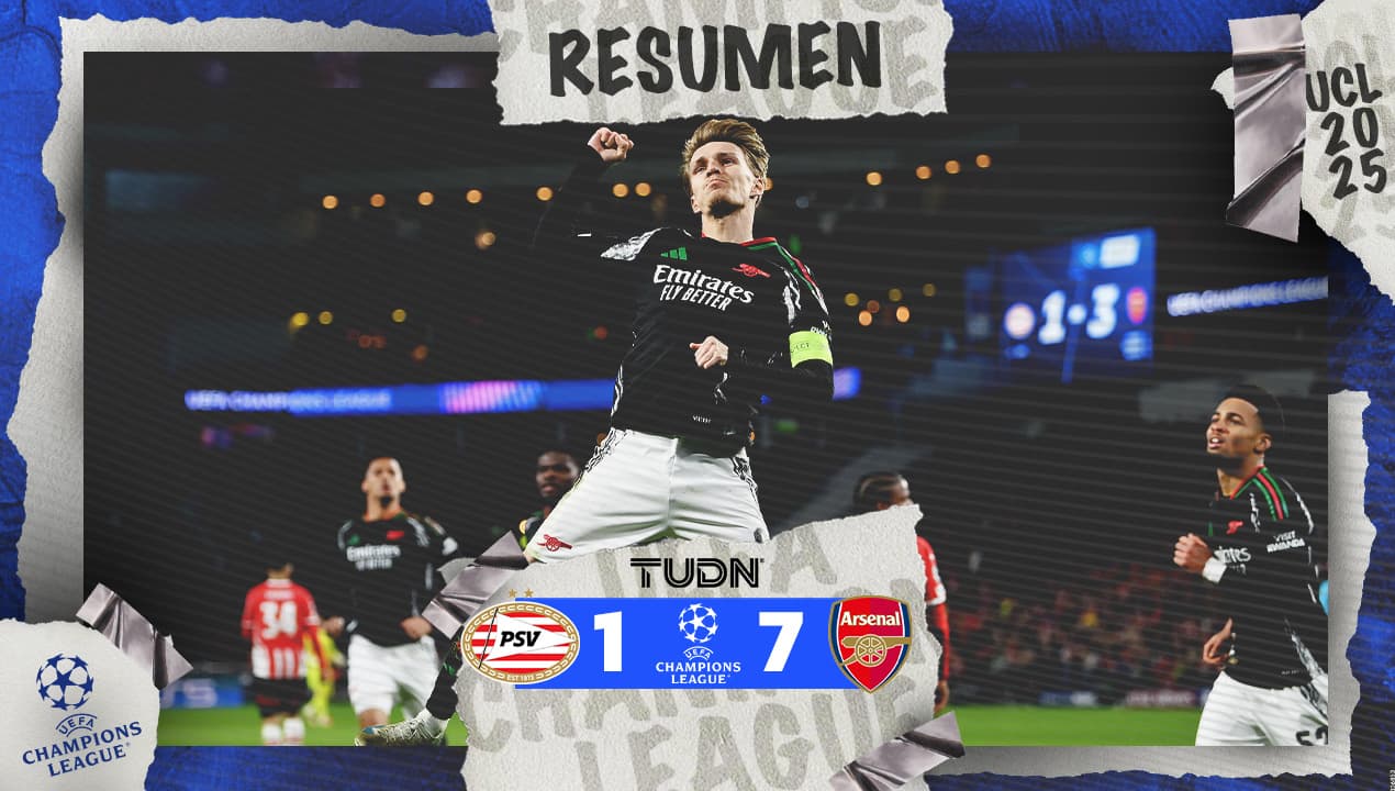 Resumen | Arsenal con la clasificación en la bolsa humilla y golea al PSV