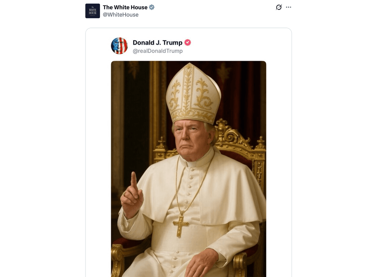 
Trump publica una foto de él mismo vestido de papa, una parodia que no resultó graciosa para algunos