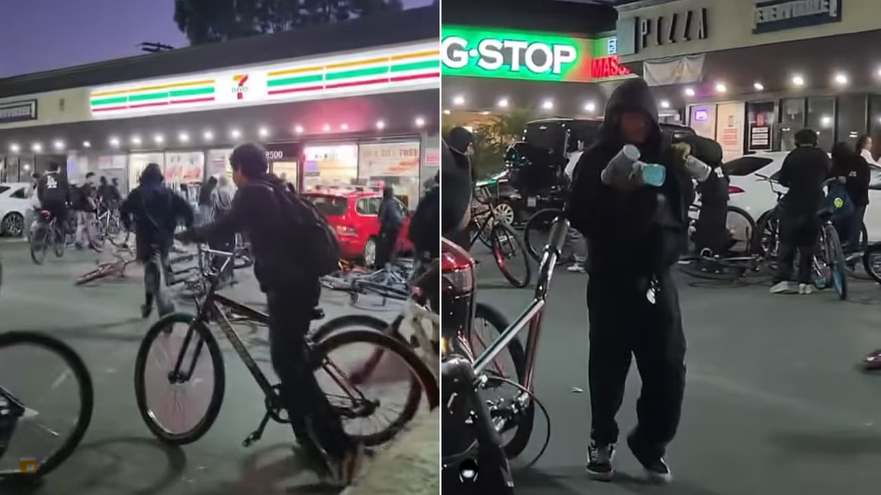 Adolescentes en bicicleta saquean nuevamente un 7-Eleven en West Los Ángeles